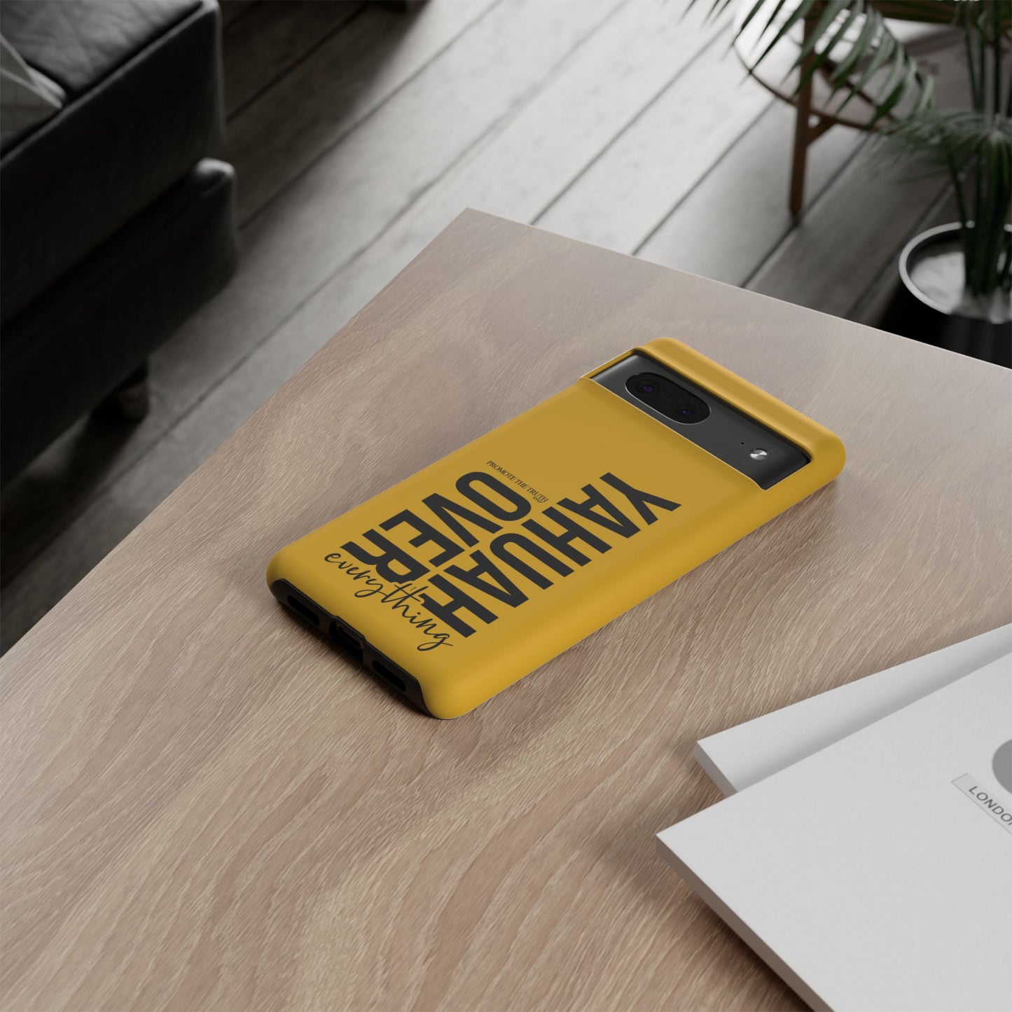 Bold Yellow Tough Phone Case - The Bright Collection "Yahuah Over Everything"