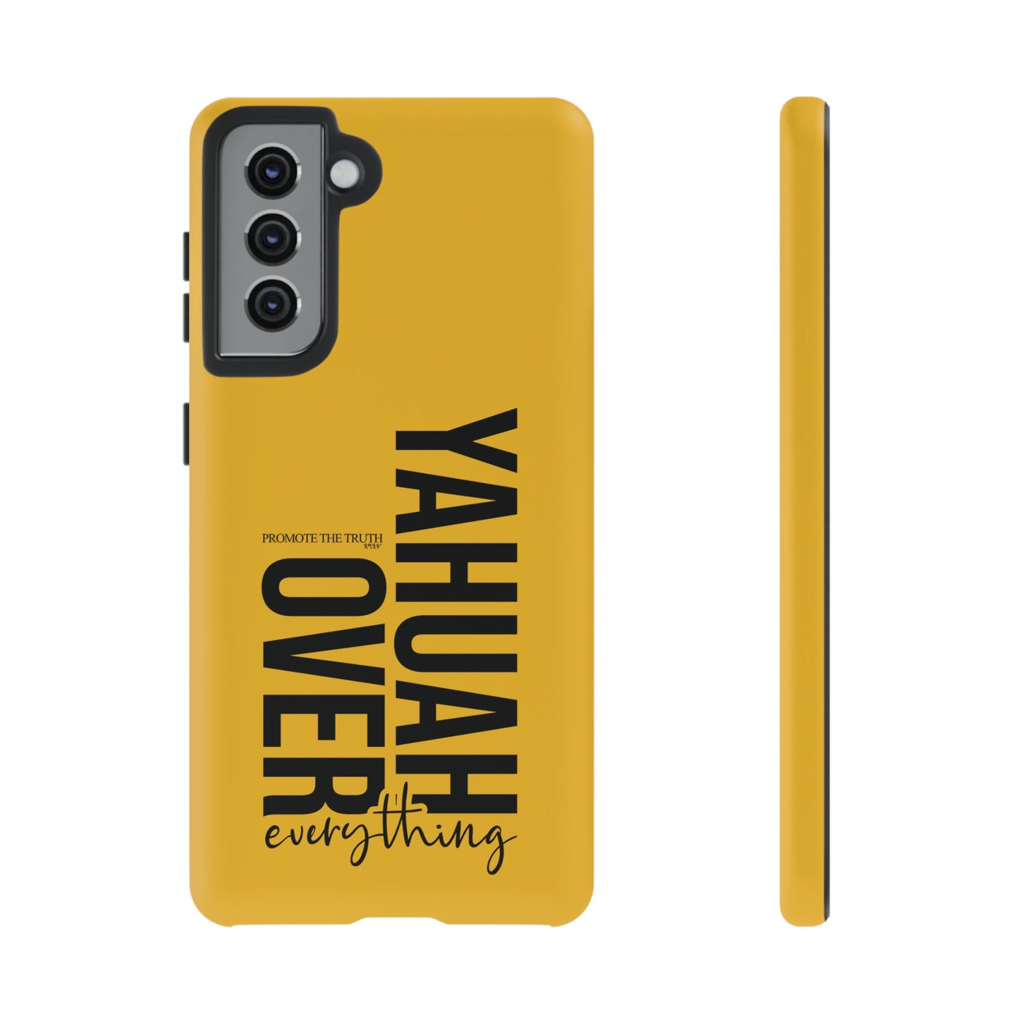 Bold Yellow Tough Phone Case - The Bright Collection "Yahuah Over Everything"