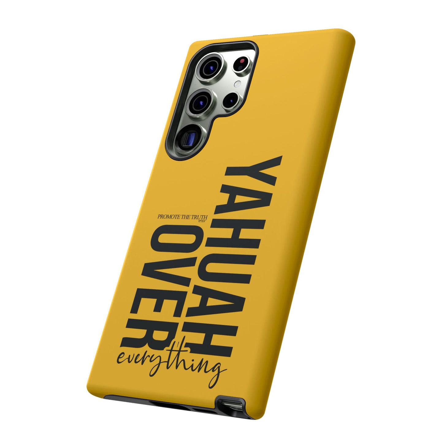 Bold Yellow Tough Phone Case - The Bright Collection "Yahuah Over Everything"