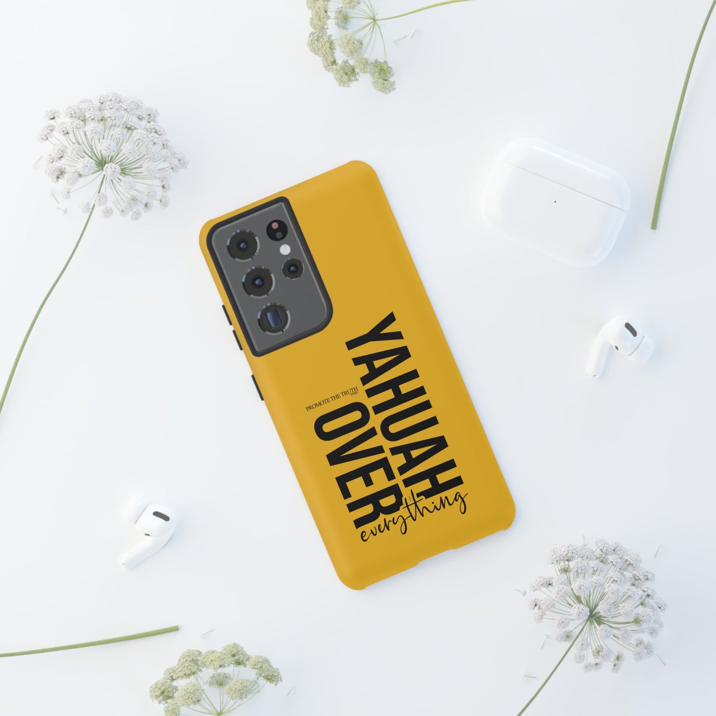 Bold Yellow Tough Phone Case - The Bright Collection "Yahuah Over Everything"