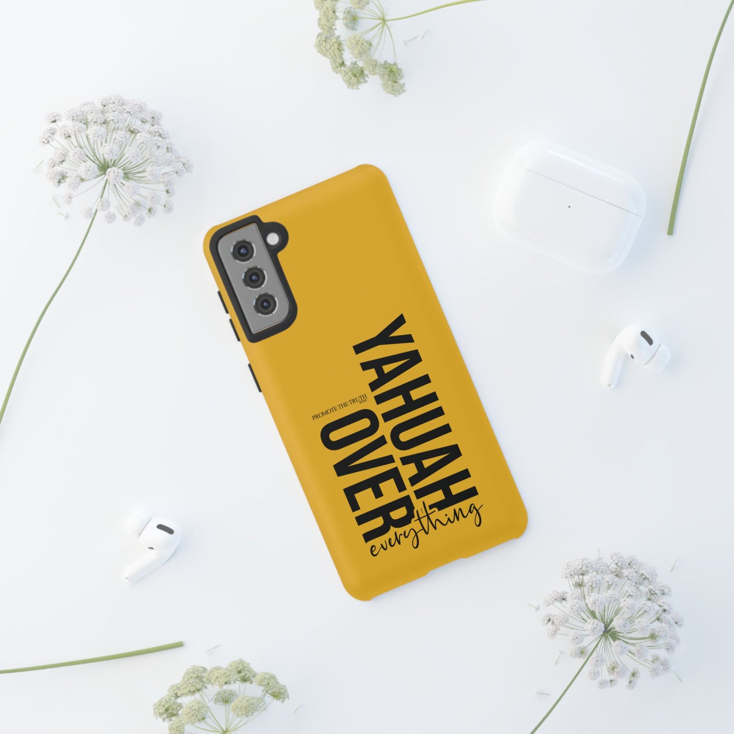 Bold Yellow Tough Phone Case - The Bright Collection "Yahuah Over Everything"