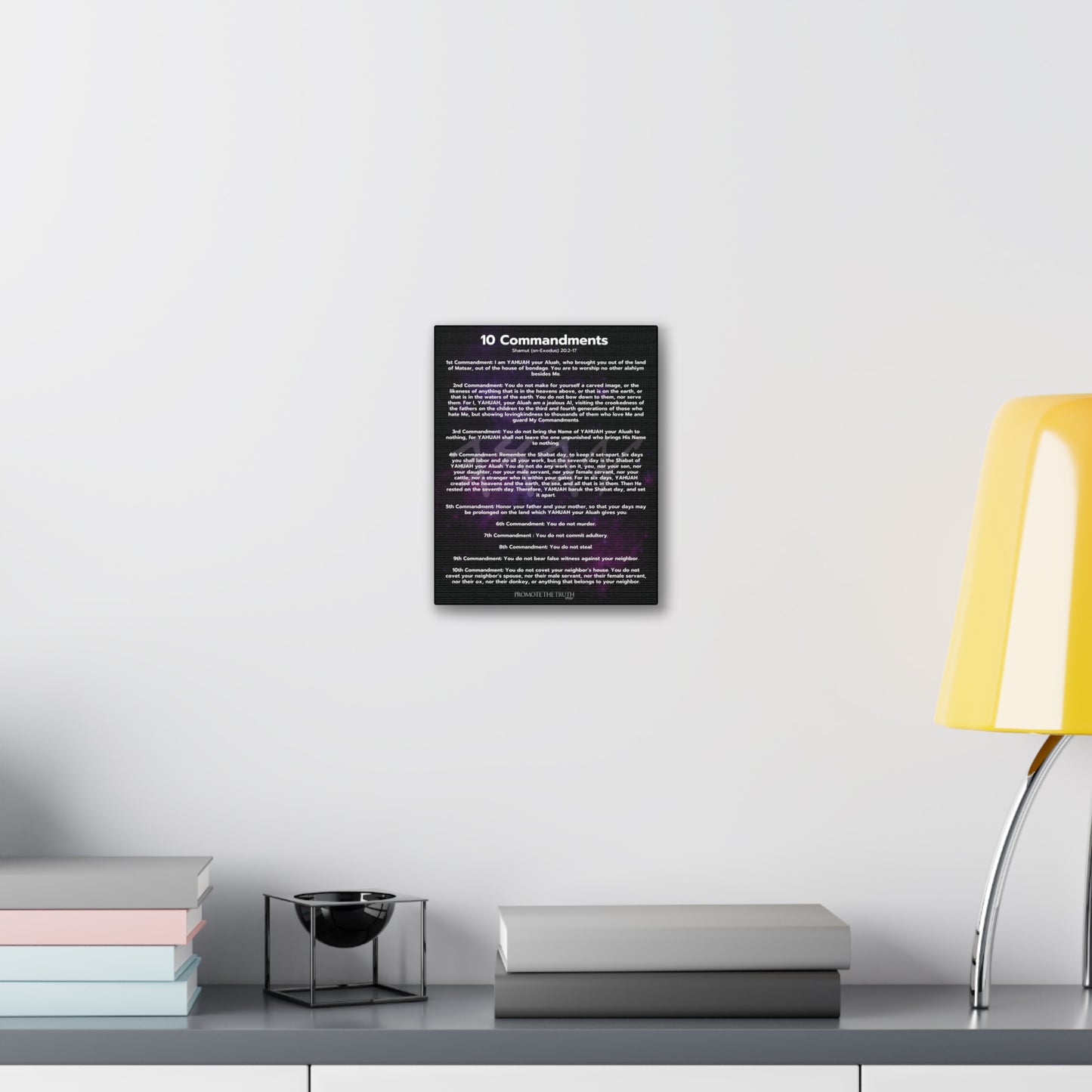 YAHUAH's 10 Commandments canvas (Black/Purple)