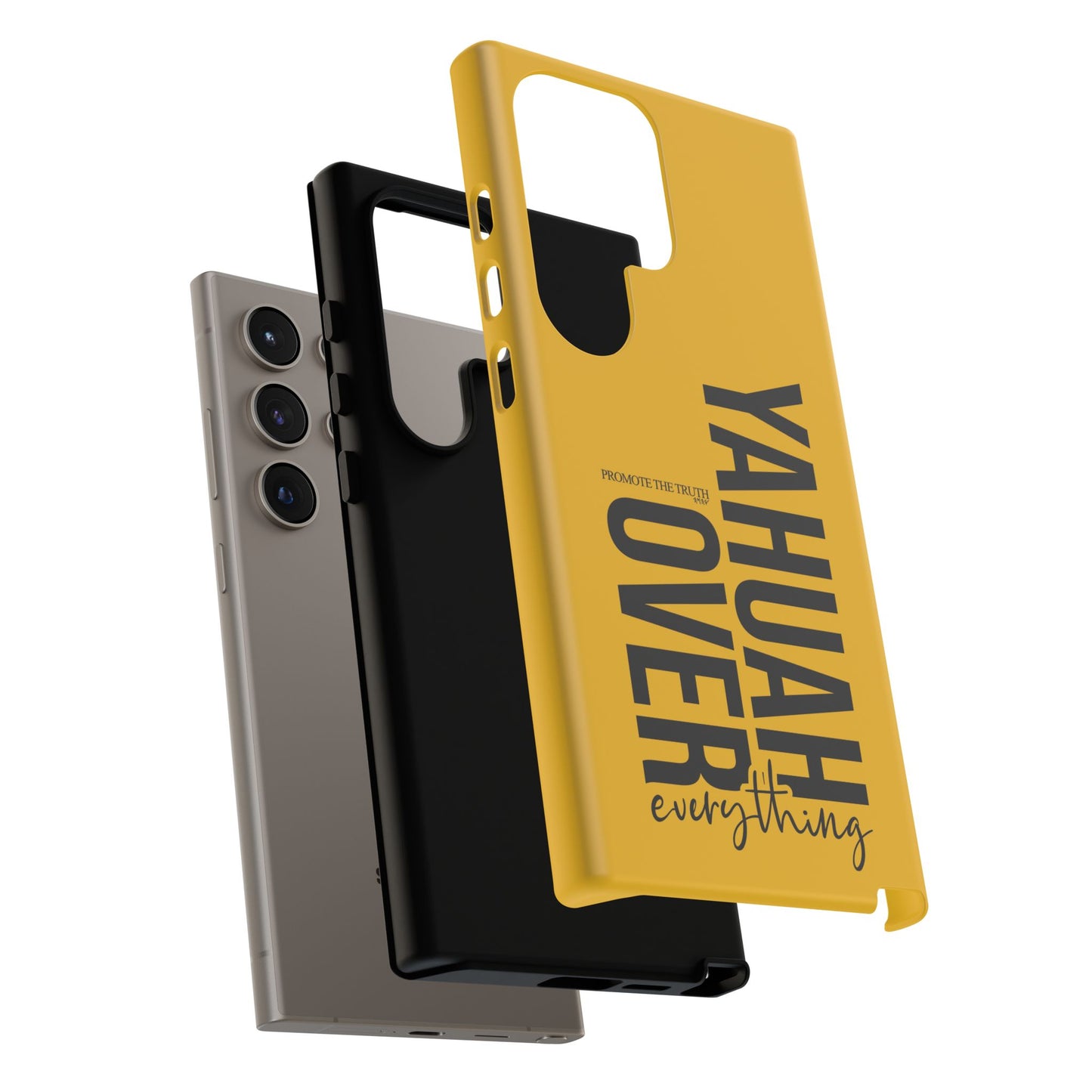 Bold Yellow Tough Phone Case - The Bright Collection "Yahuah Over Everything"
