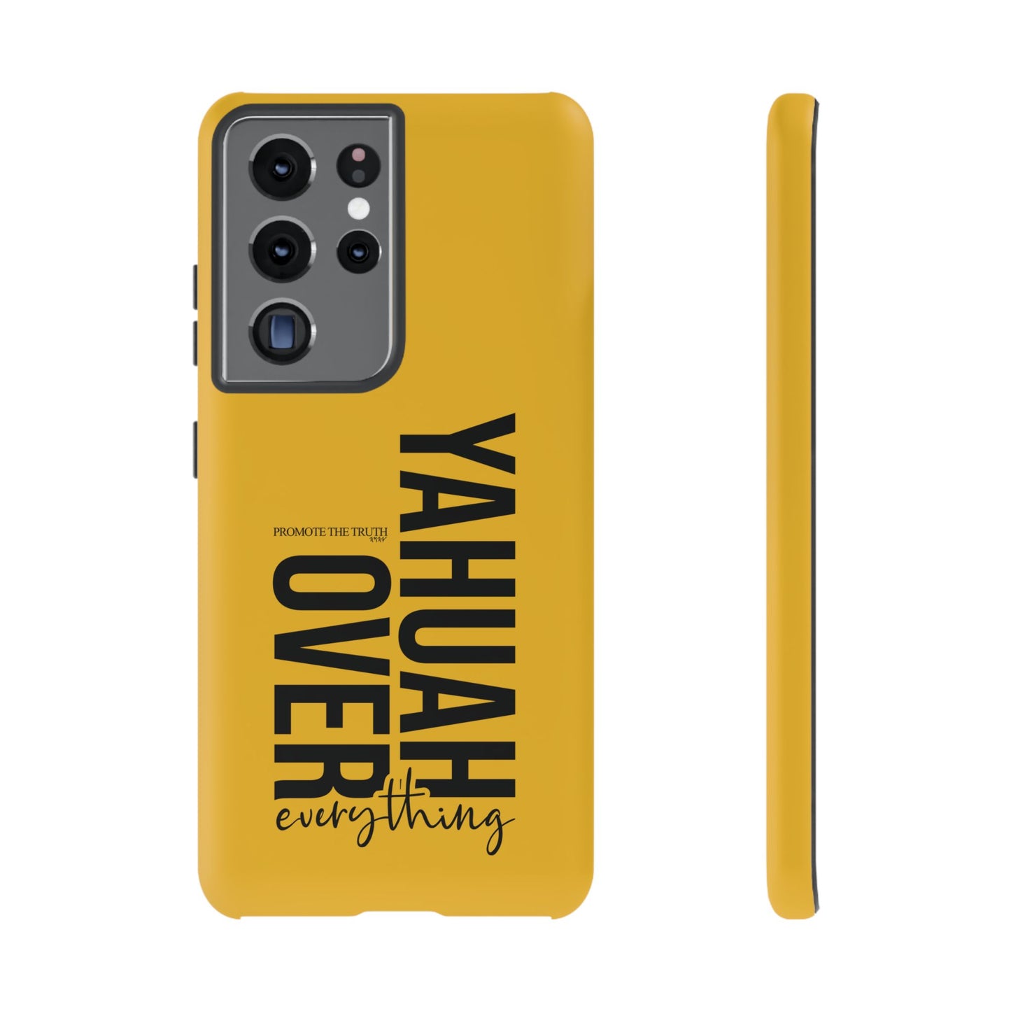 Bold Yellow Tough Phone Case - The Bright Collection "Yahuah Over Everything"