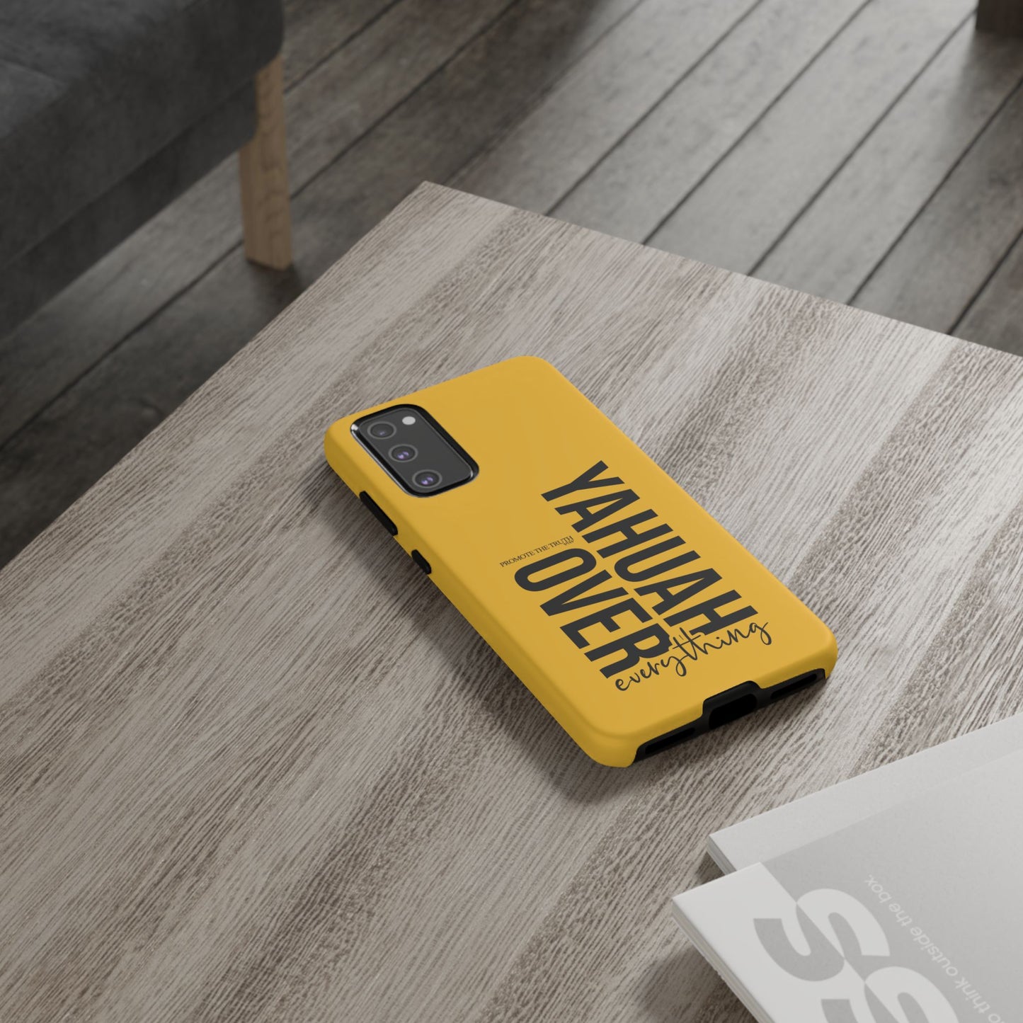 Bold Yellow Tough Phone Case - The Bright Collection "Yahuah Over Everything"