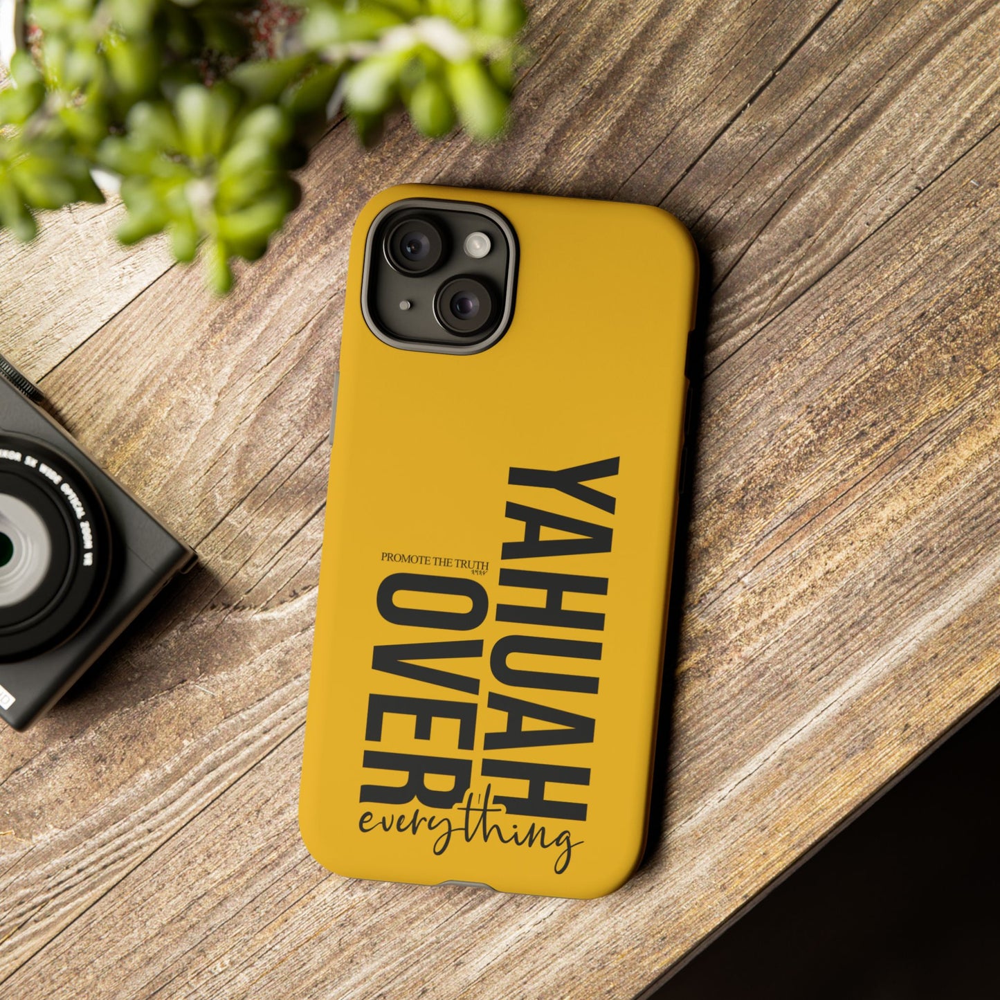 Bold Yellow Tough Phone Case - The Bright Collection "Yahuah Over Everything"