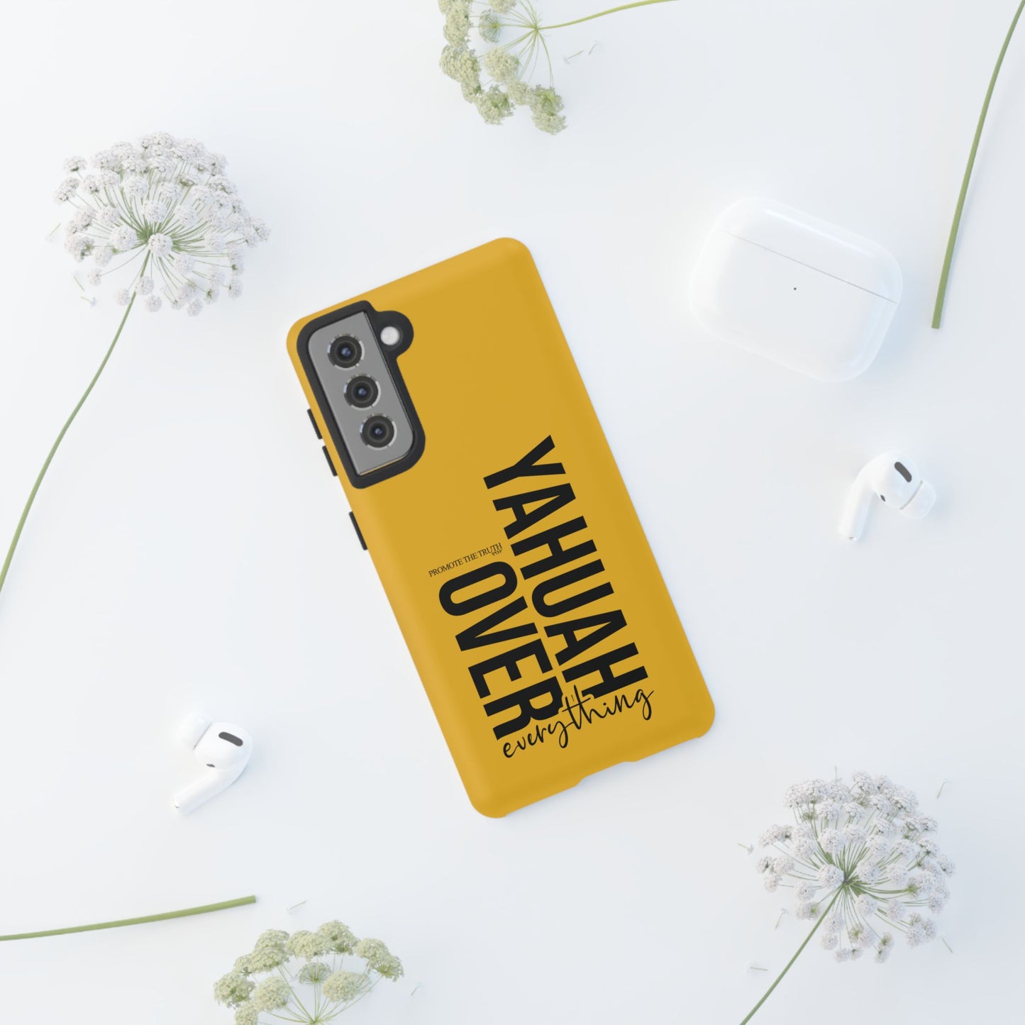 Bold Yellow Tough Phone Case - The Bright Collection "Yahuah Over Everything"