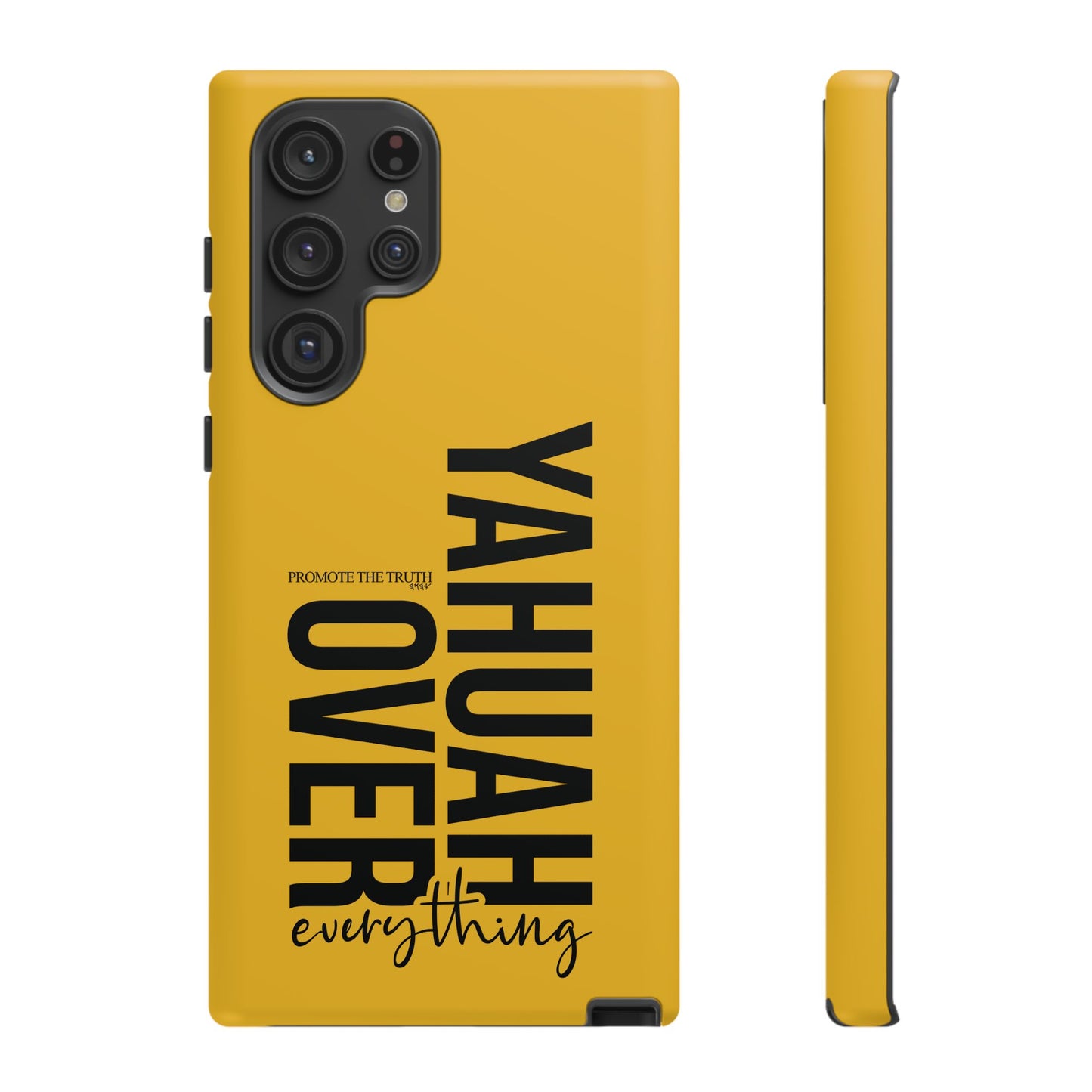 Bold Yellow Tough Phone Case - The Bright Collection "Yahuah Over Everything"