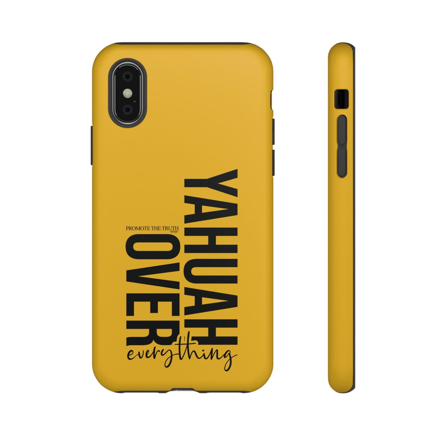 Bold Yellow Tough Phone Case - The Bright Collection "Yahuah Over Everything"