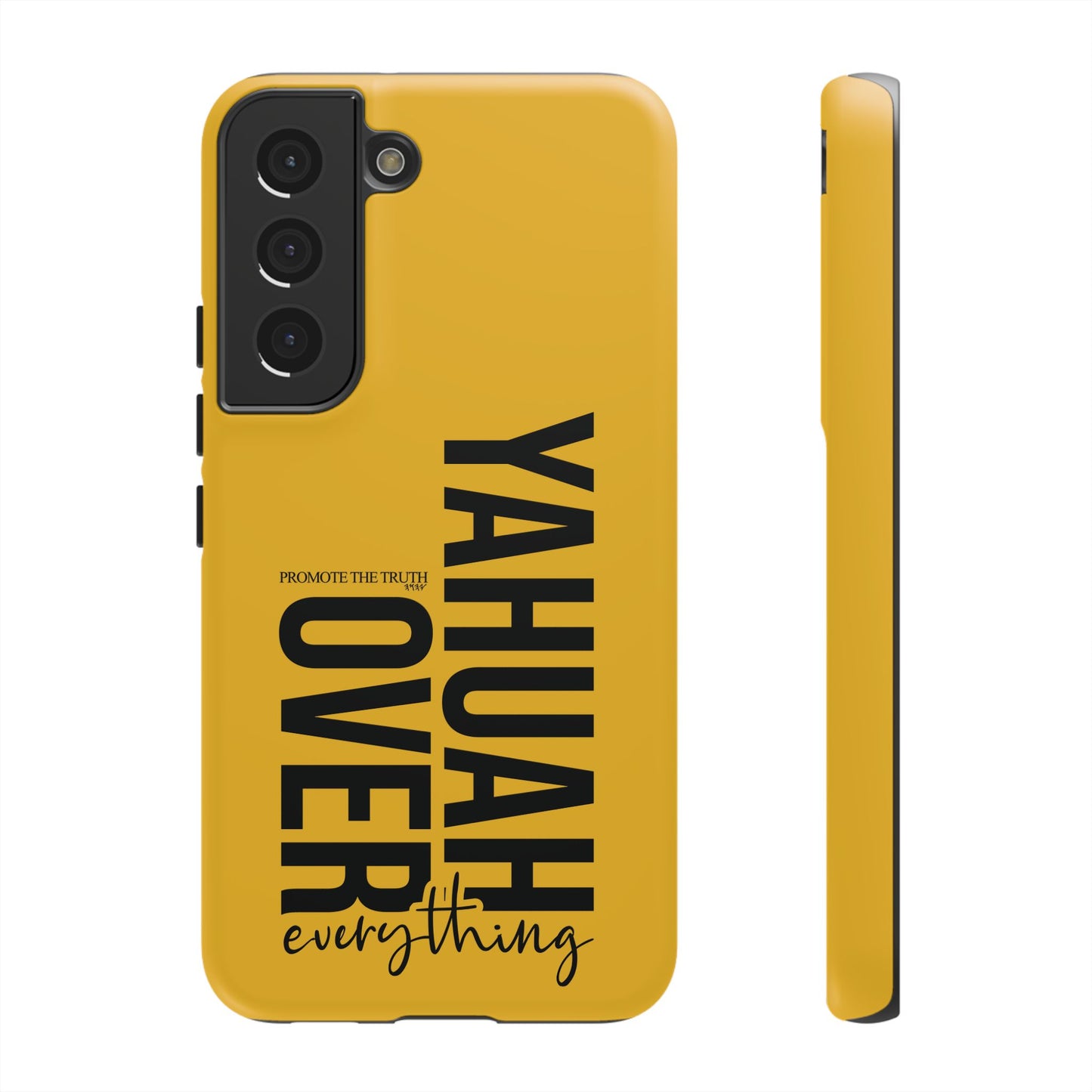 Bold Yellow Tough Phone Case - The Bright Collection "Yahuah Over Everything"