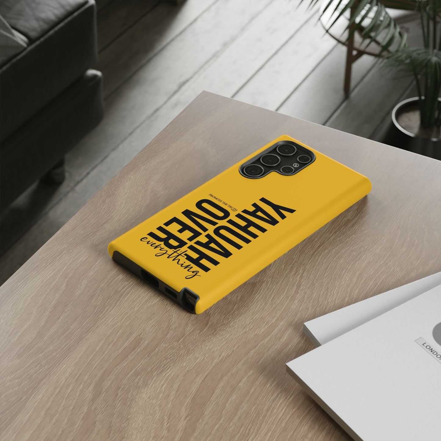 Bold Yellow Tough Phone Case - The Bright Collection "Yahuah Over Everything"