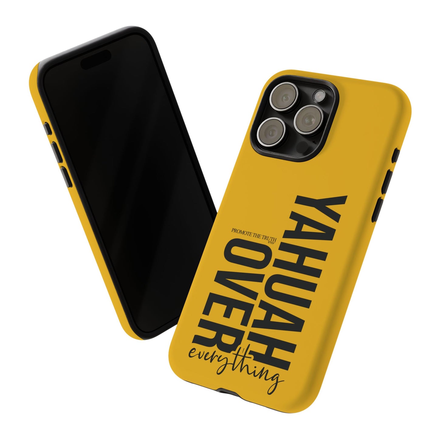 Bold Yellow Tough Phone Case - The Bright Collection "Yahuah Over Everything"