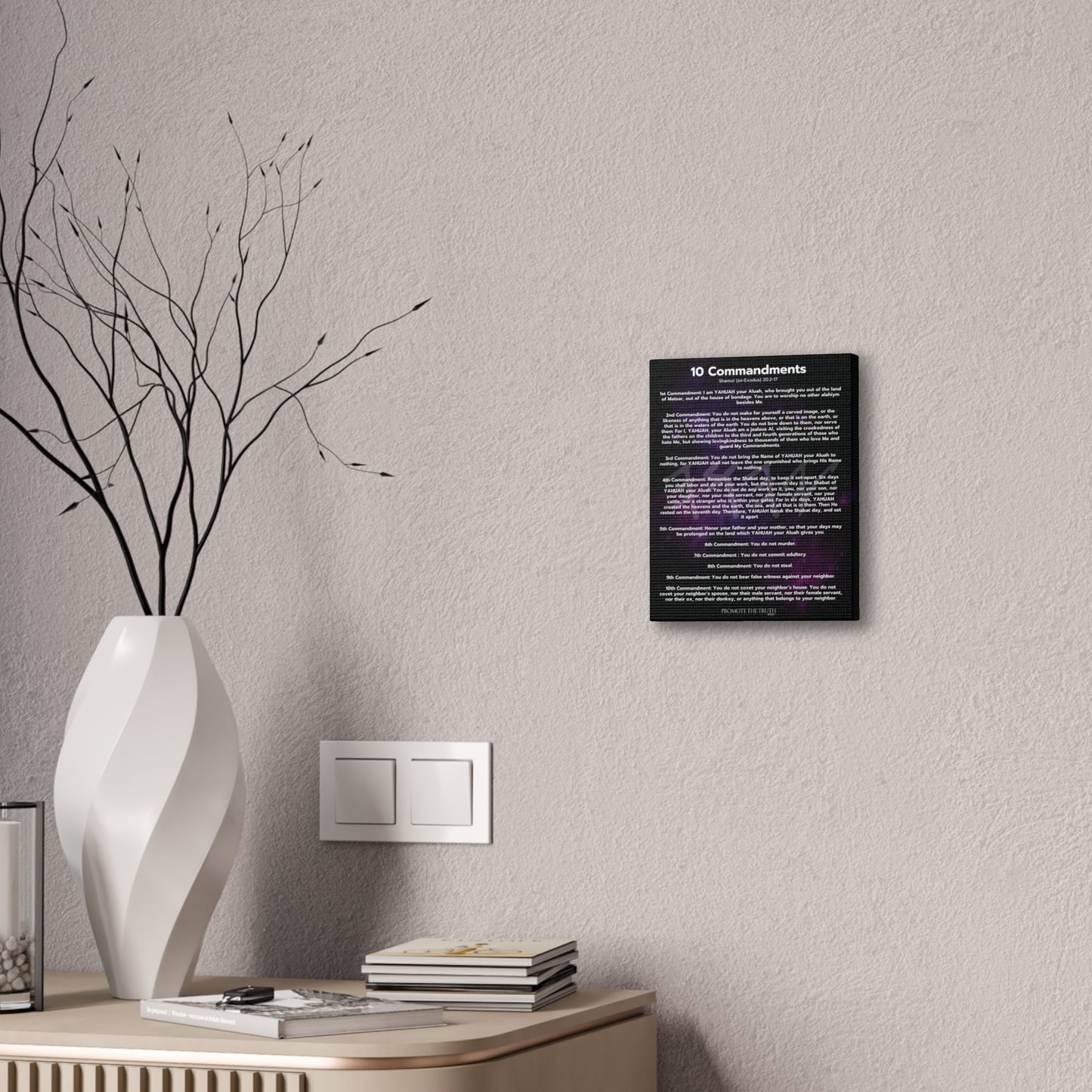 YAHUAH's 10 Commandments canvas (Black/Purple)