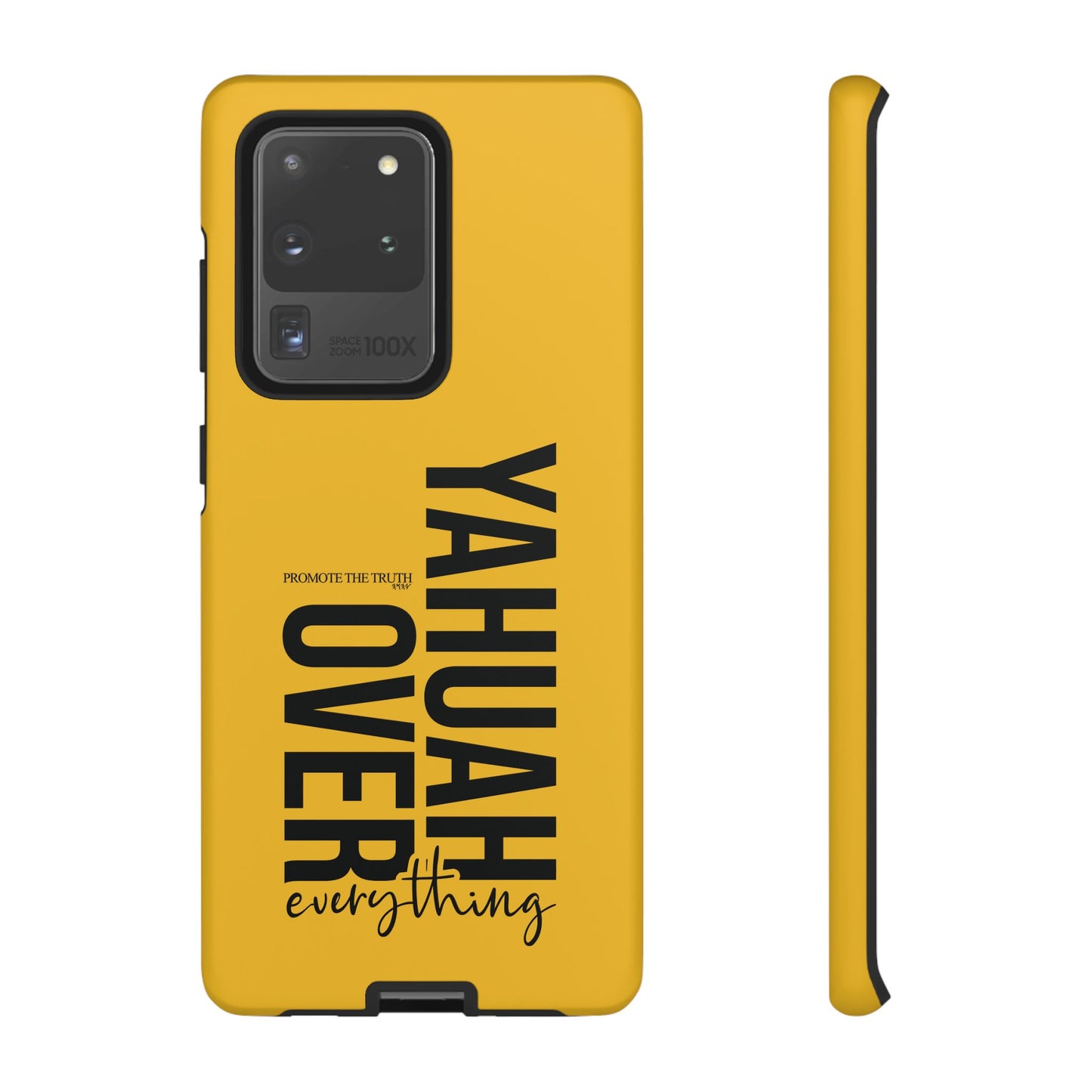 Bold Yellow Tough Phone Case - The Bright Collection "Yahuah Over Everything"