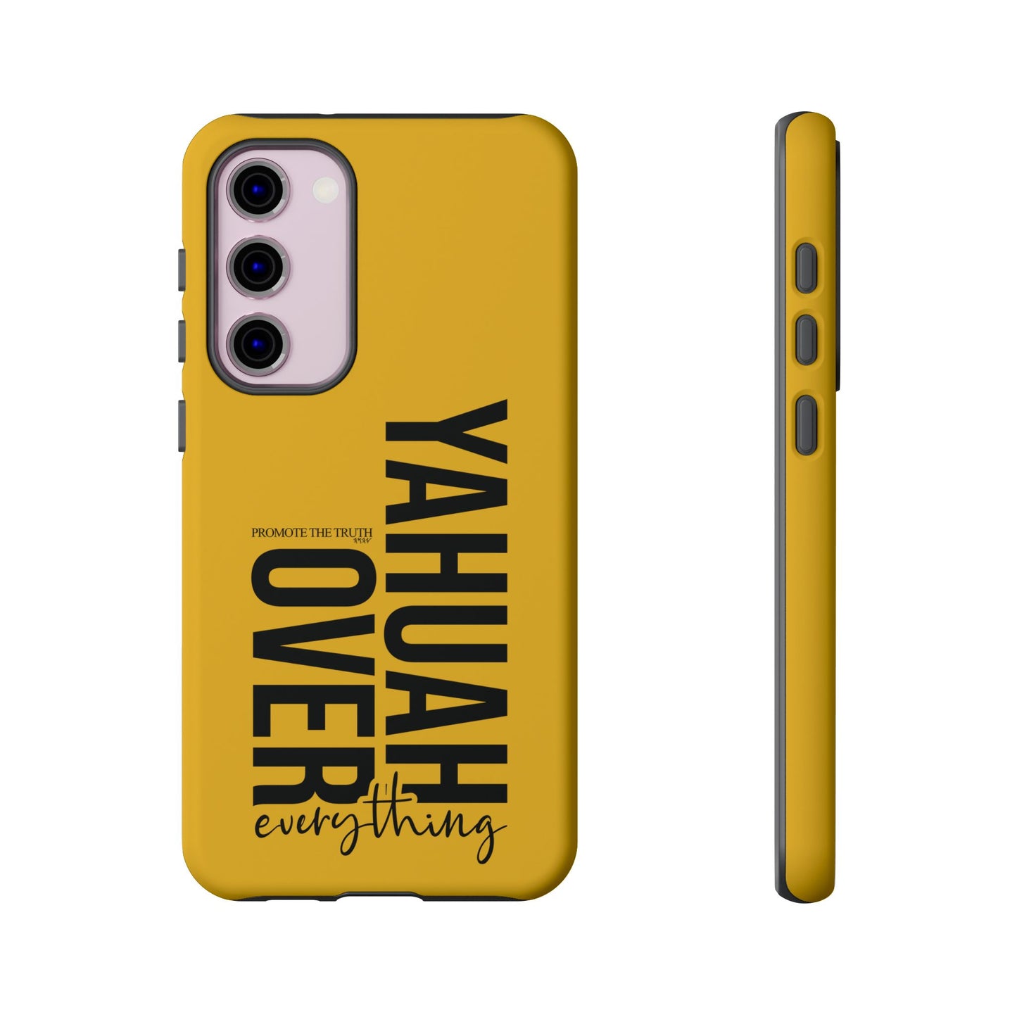 Bold Yellow Tough Phone Case - The Bright Collection "Yahuah Over Everything"