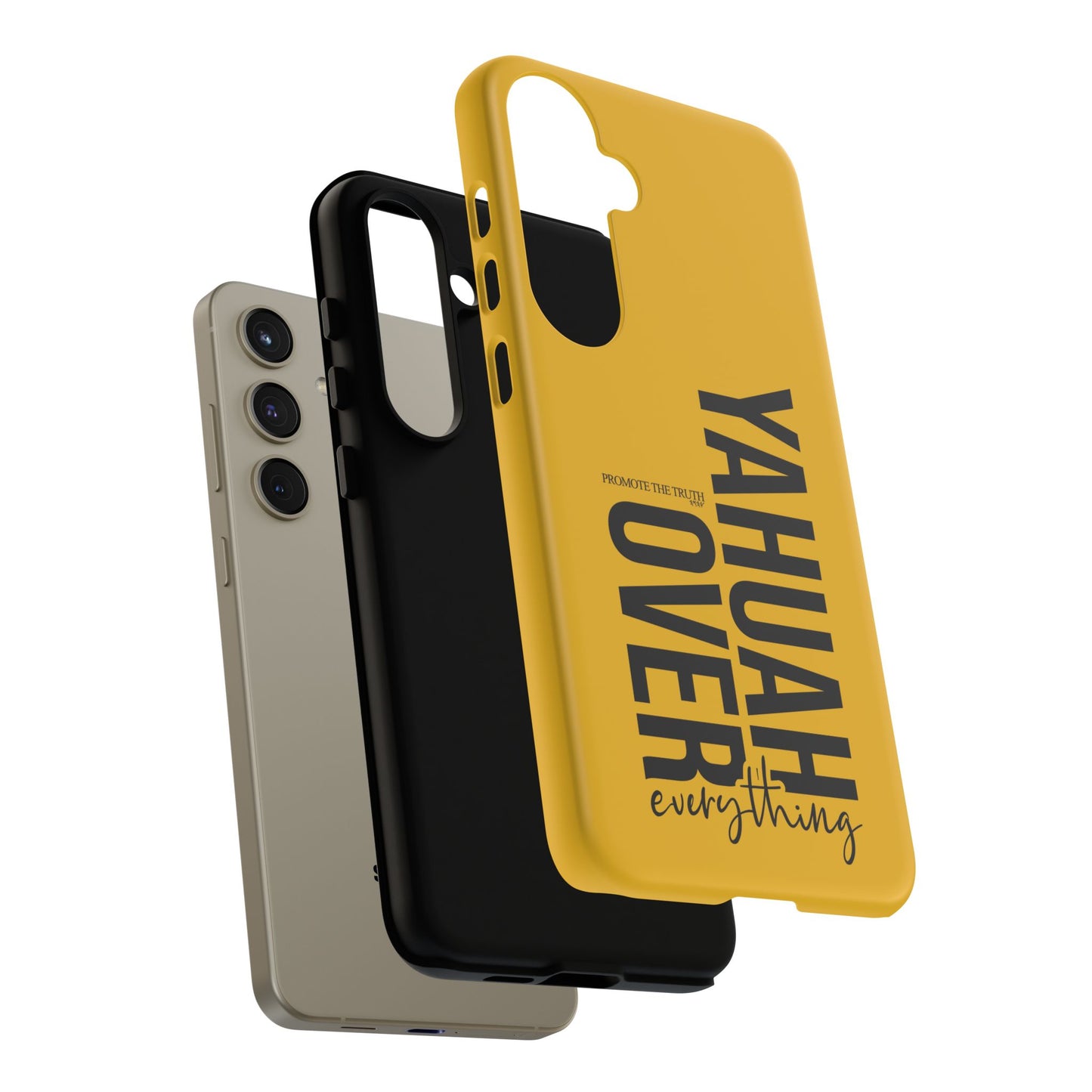 Bold Yellow Tough Phone Case - The Bright Collection "Yahuah Over Everything"