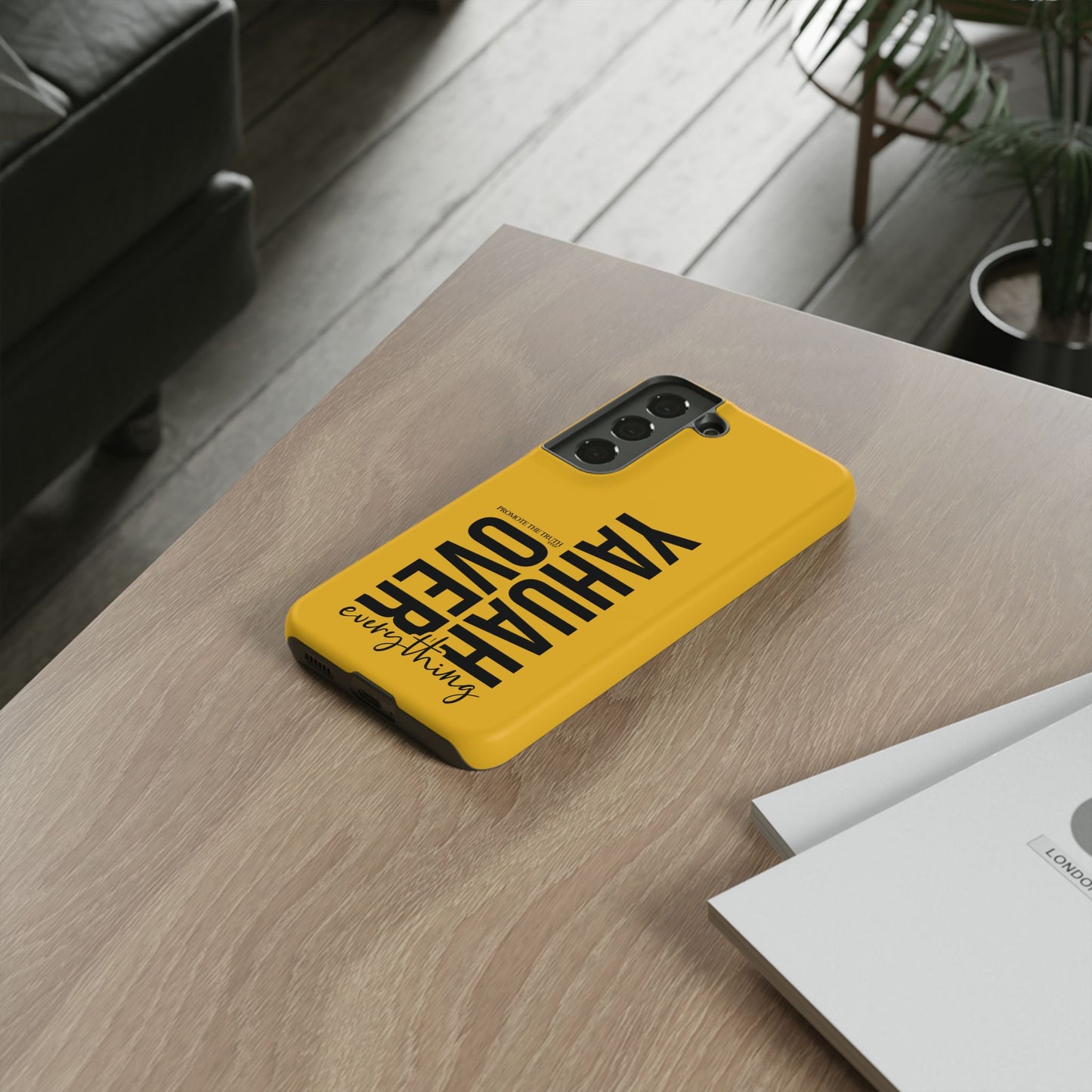 Bold Yellow Tough Phone Case - The Bright Collection "Yahuah Over Everything"