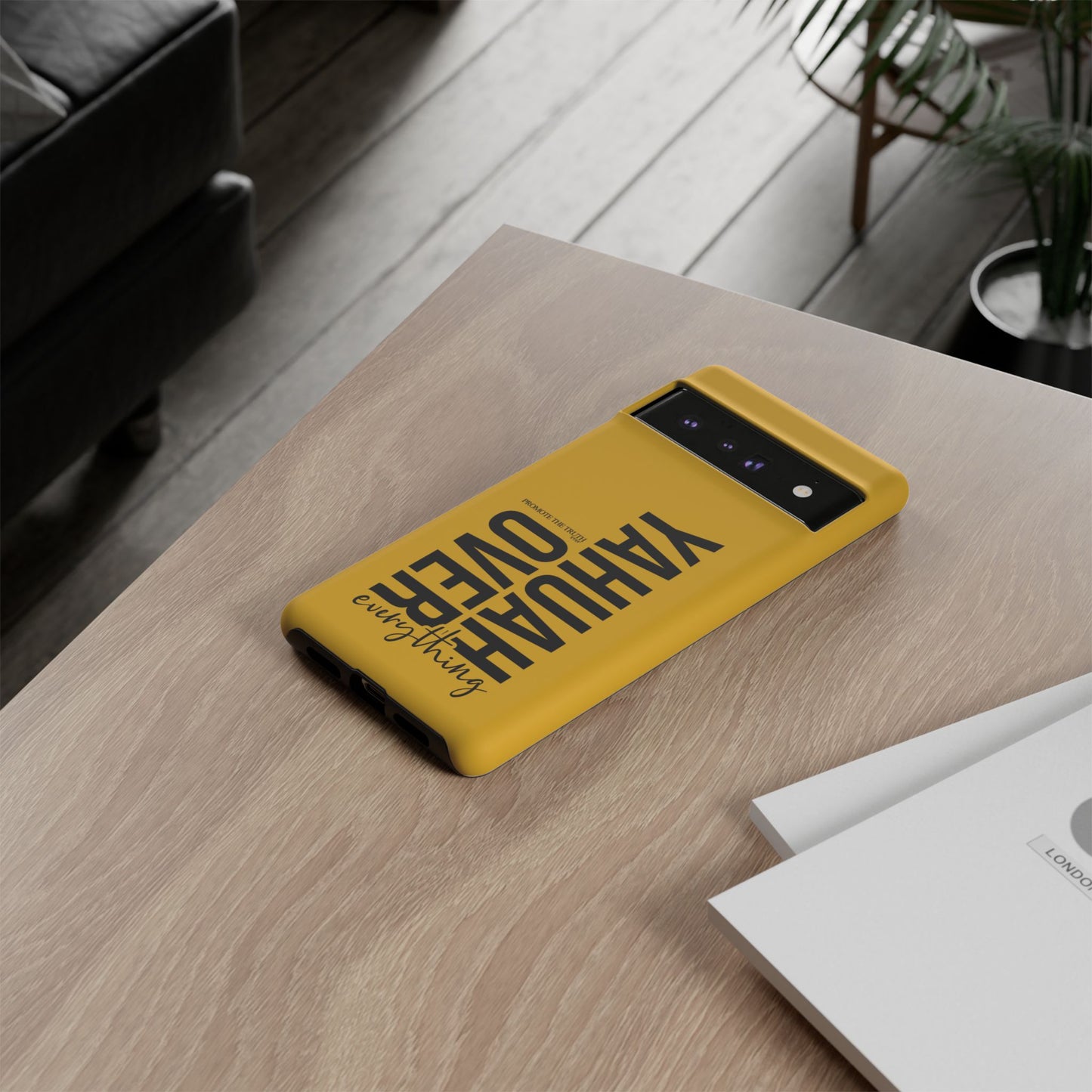 Bold Yellow Tough Phone Case - The Bright Collection "Yahuah Over Everything"