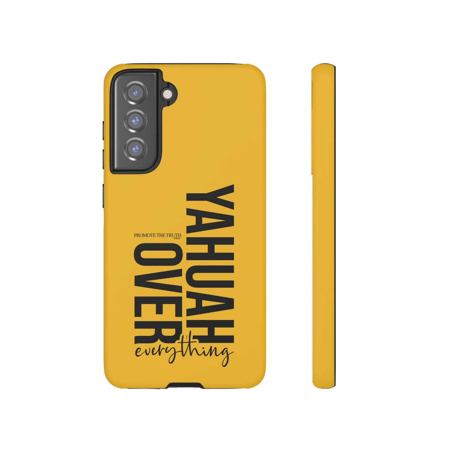 Bold Yellow Tough Phone Case - The Bright Collection "Yahuah Over Everything"