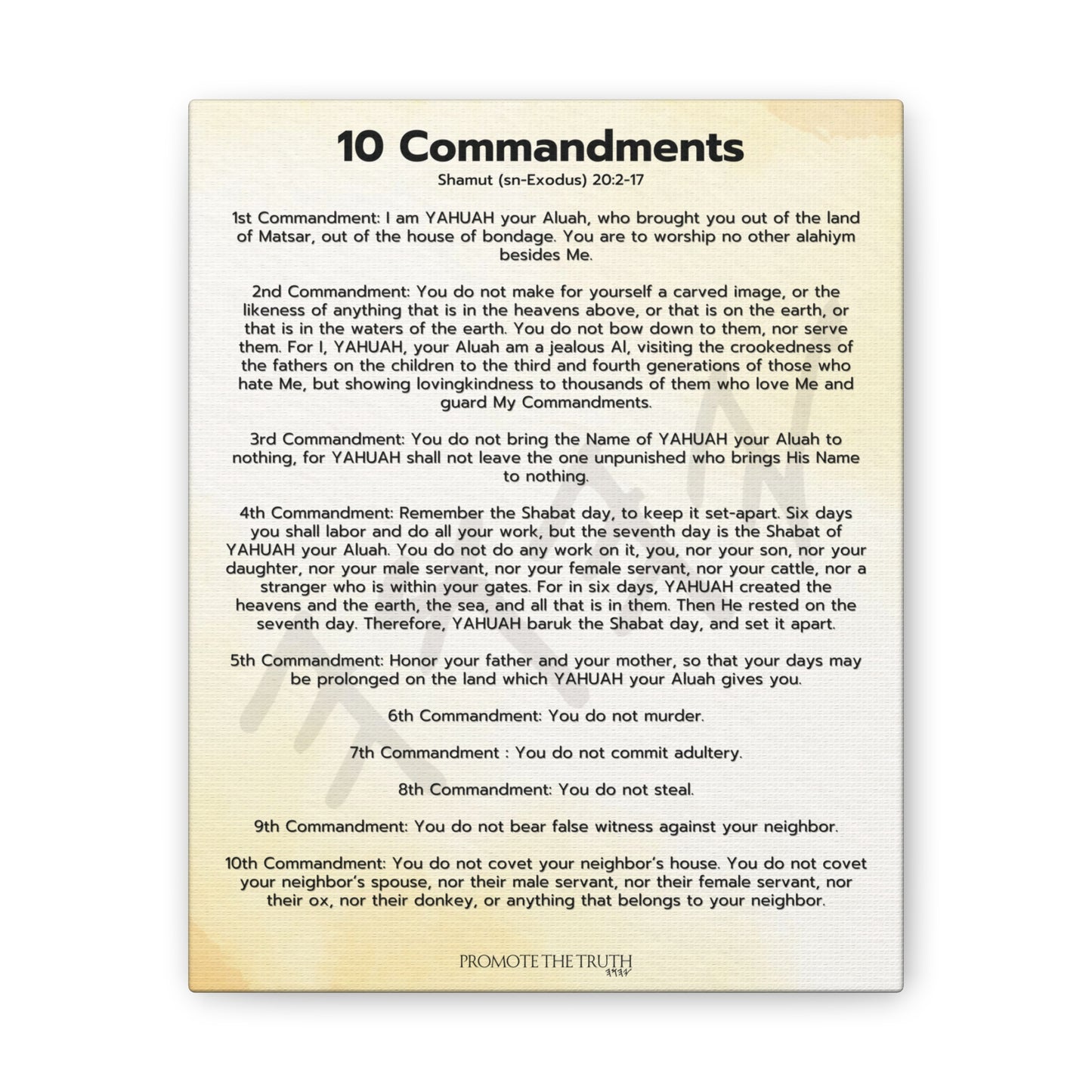 YAHUAH's 10 Commandments canvas