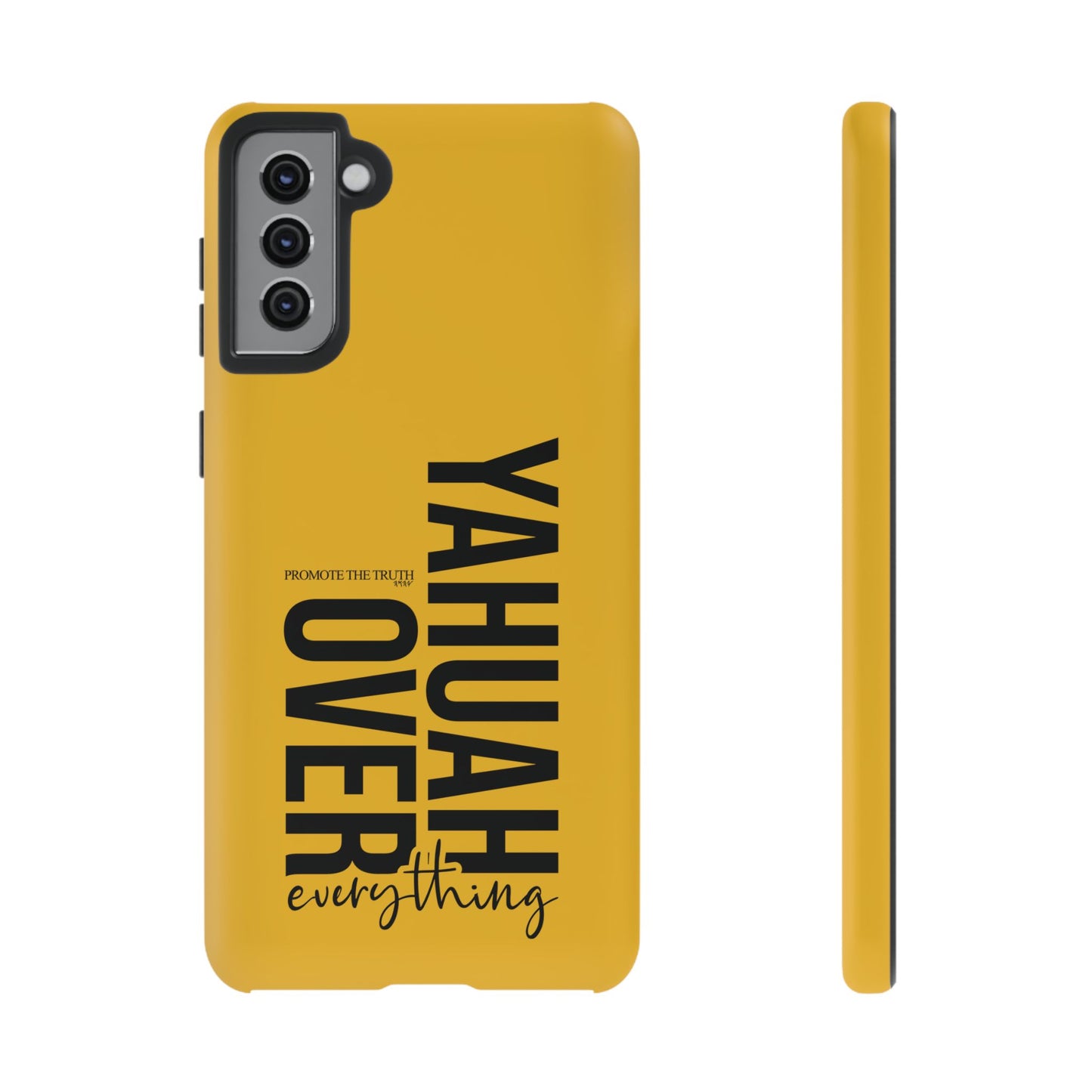 Bold Yellow Tough Phone Case - The Bright Collection "Yahuah Over Everything"