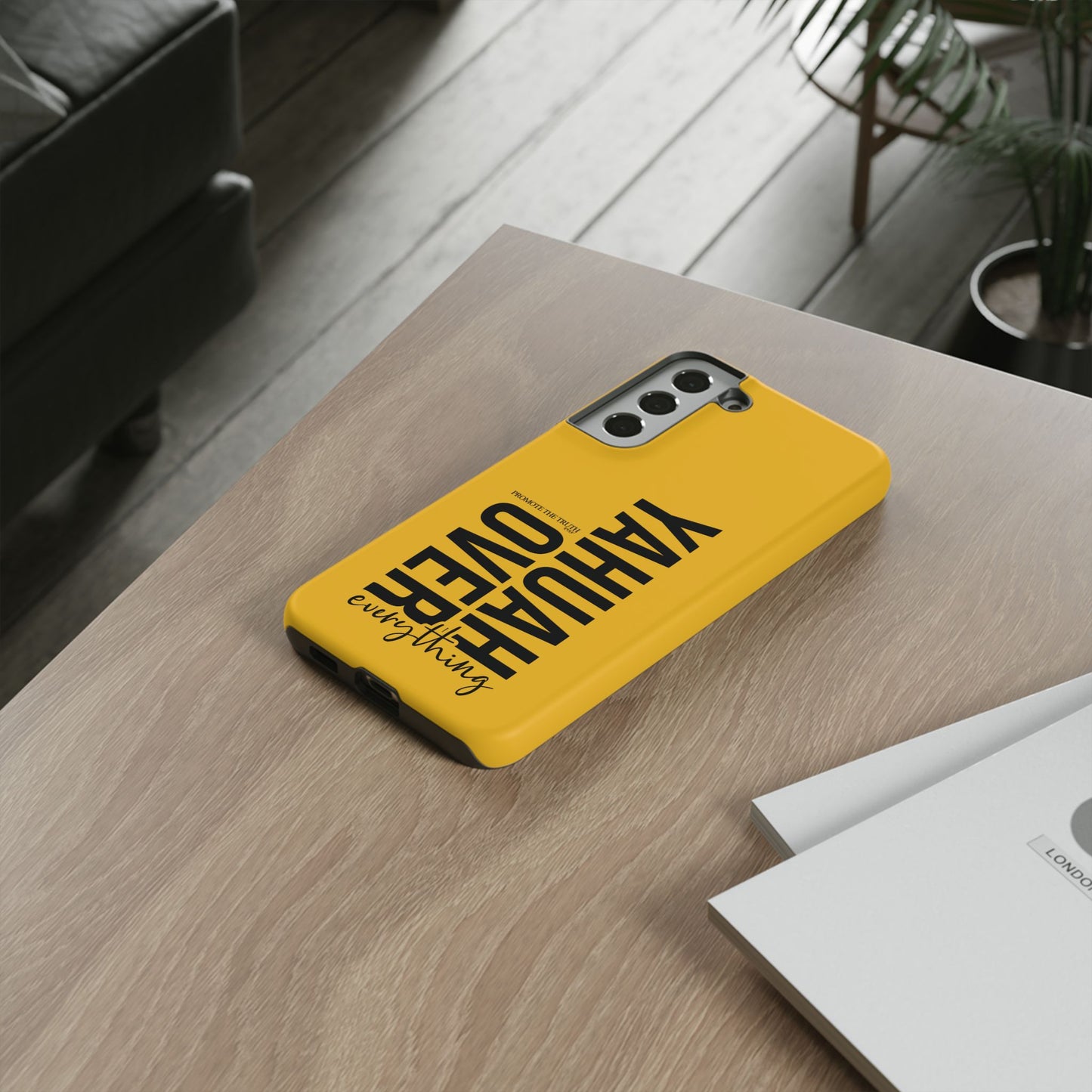 Bold Yellow Tough Phone Case - The Bright Collection "Yahuah Over Everything"