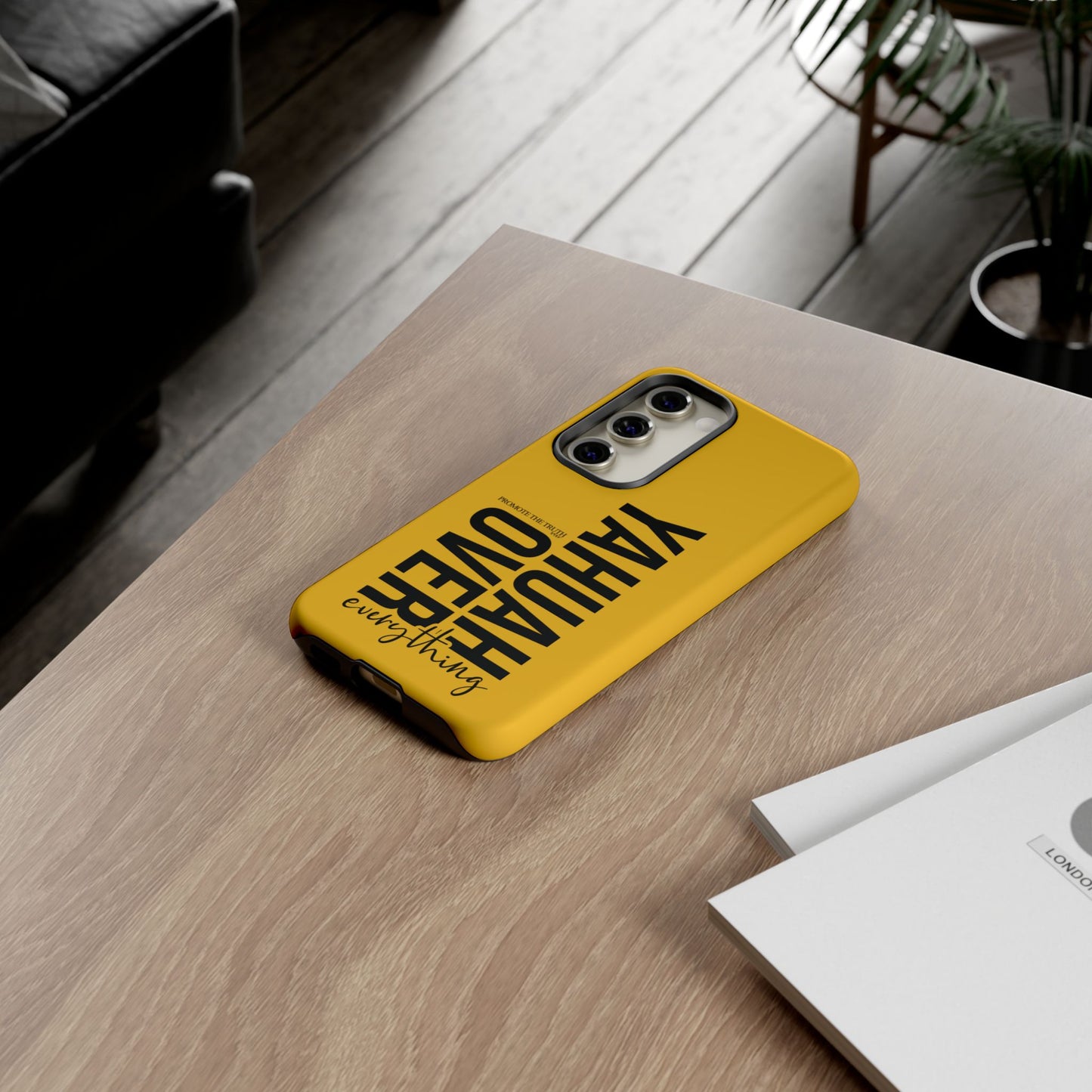 Bold Yellow Tough Phone Case - The Bright Collection "Yahuah Over Everything"