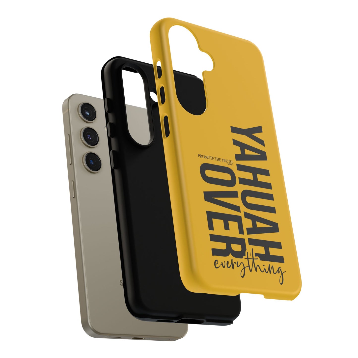 Bold Yellow Tough Phone Case - The Bright Collection "Yahuah Over Everything"