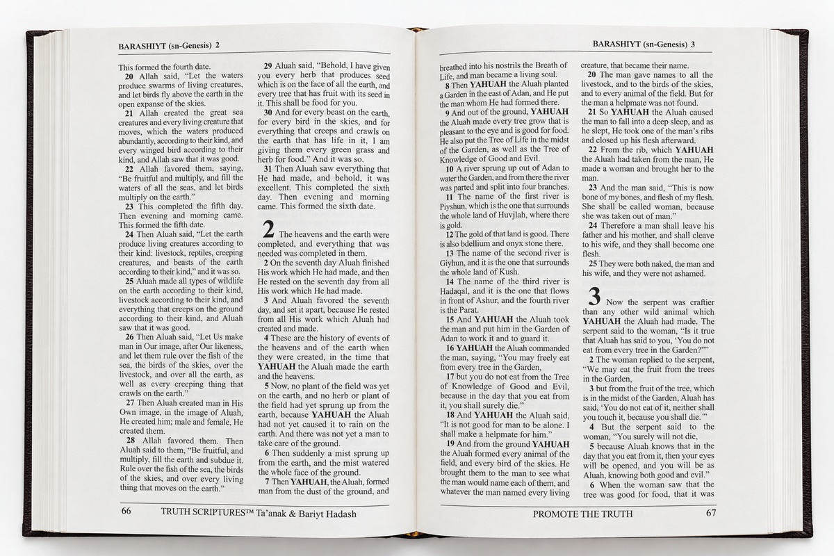 Inside the Truth Scriptures: open pages of Barashiyt (Genesis)