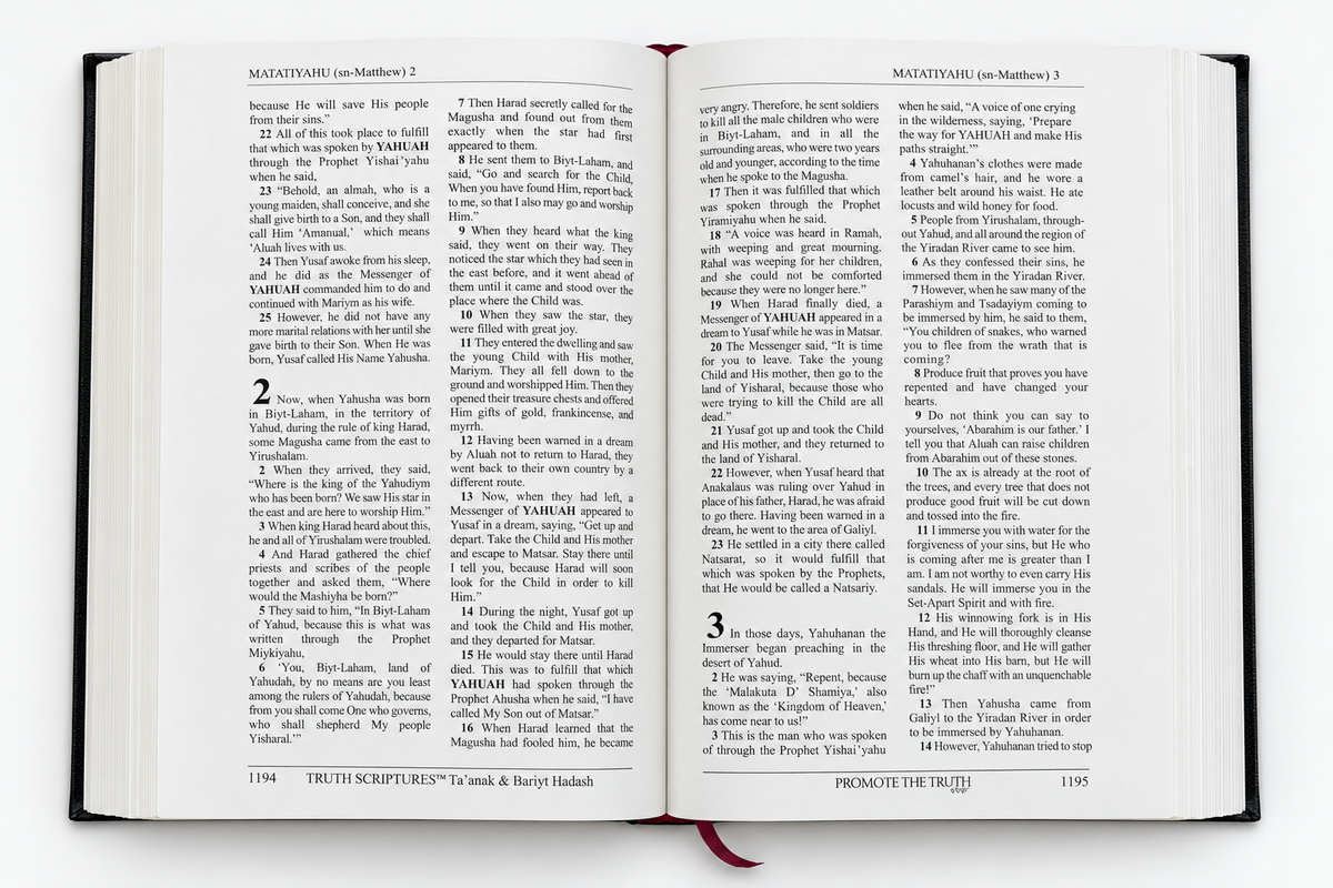 Inside the Truth Scriptures: open pages of Matatiyahu (Matthew)